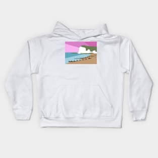 St Margaret’s Bay Beach and White Cliffs, Dover, Kent, Pink Sunset Kids Hoodie